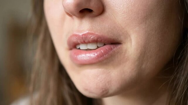 Close-up of Young Woman with Pimples and Skin Imperfections