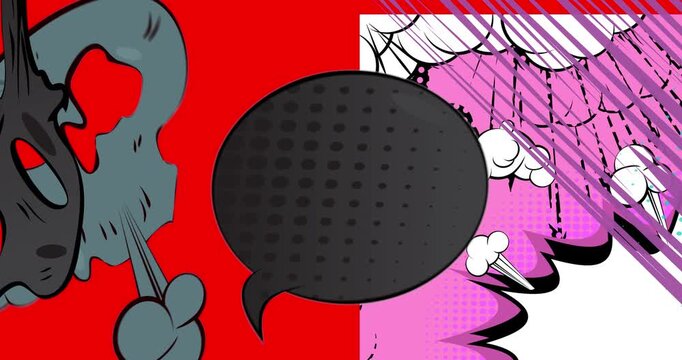 Cartoon background animation, comic book backdrop video. Retro comics pop art design.