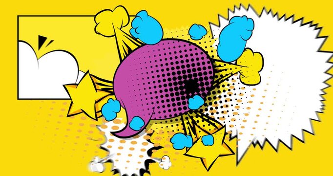 Cartoon background animation, comic book backdrop video. Retro comics pop art design.