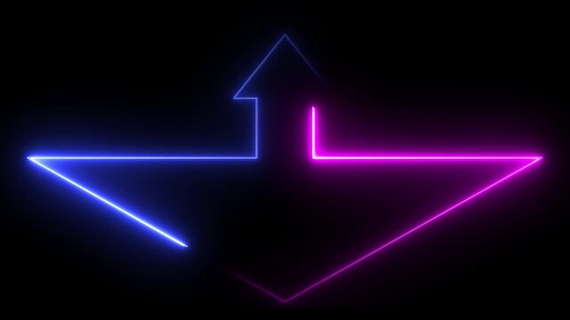 Neon Arrow Pointer Business Growth and Success Animation Video 4 k...