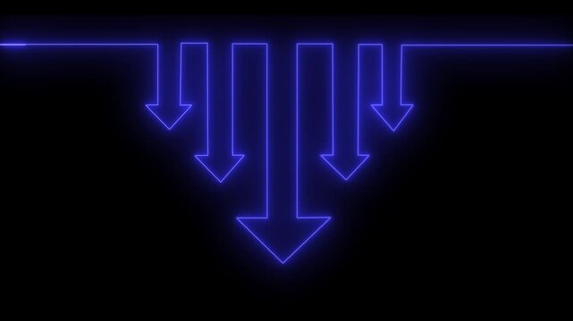 Glowing Downward Arrows Stock Market Crash and Loss Concept Motion Graphic video...