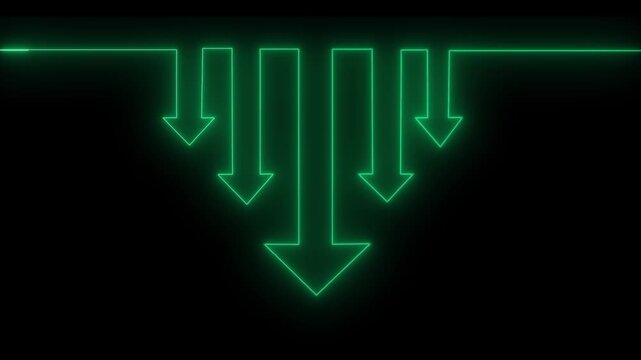 Glowing Downward Arrows Stock Market Crash and Loss Concept Motion Graphic video...