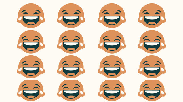 A repeating pattern of happy laughing faces with tears of joy.