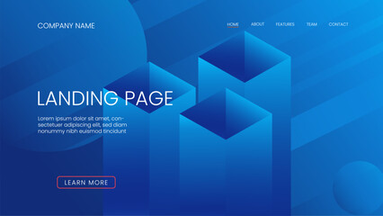 Obraz premium Landing Page Abstract Blue Geometric Shapes Background