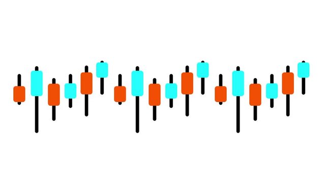 Colorful candlestick chart icon symbolizing stock market trading price movement volatility and financial analysis of assets over a set time period