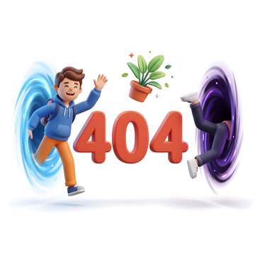 3D character jumping through portal 404 error page not found