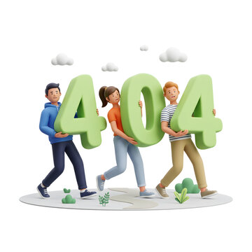 People carrying large 404 text for website error page design