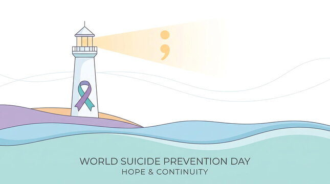 Lighthouse with semicolon for World Suicide Prevention Day.