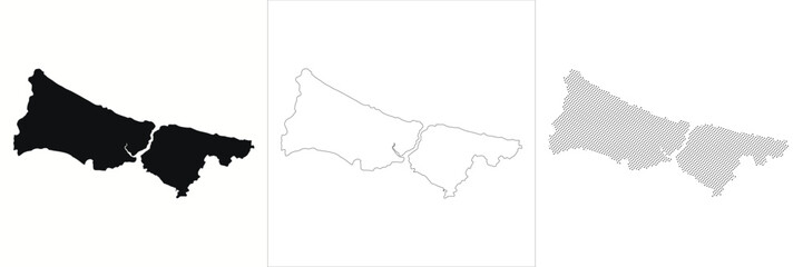 Fototapeta premium Istanbul map city map outline silhouette vector lineart halftone boundary for urban cartography municipality district administrative
