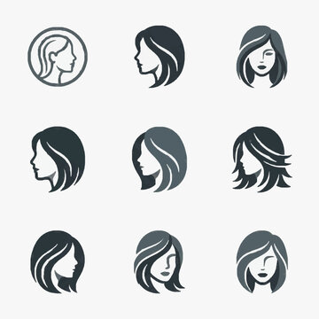 Stylized Haircut Icons Collection.