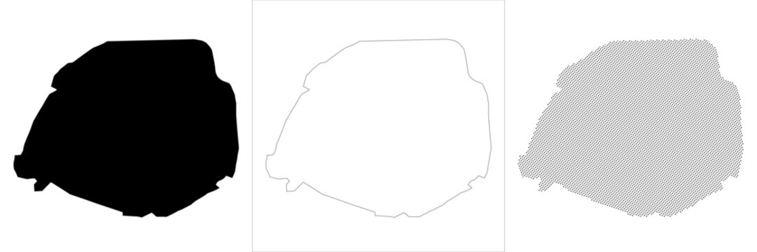 Vector lineart halftone Paris map city map outline silhouette boundary of urban cartography municipality district administrative