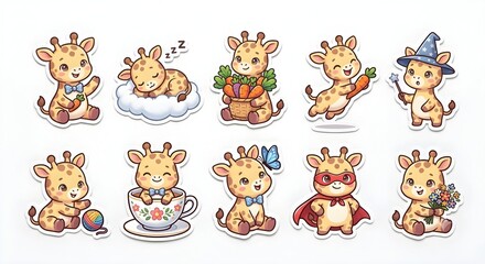 Obraz premium cute giraffe stickers