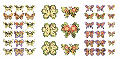 Decorative butterflies pattern colorful vector illustration on a white background © Goutam