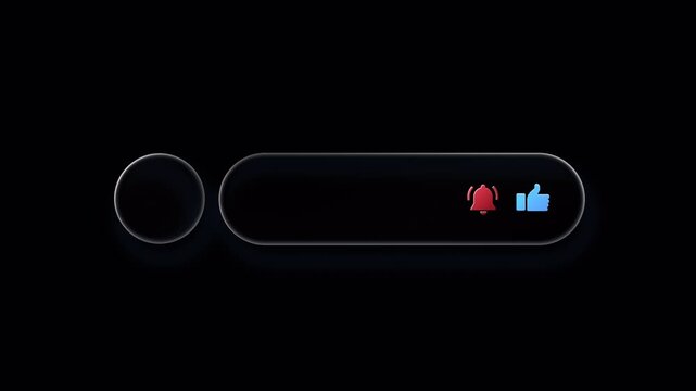 Engaging social media interface elements animating subscribe, like, and notification bell button actions footage.