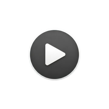 Black round play button icon with white arrow isolated on transparent background
