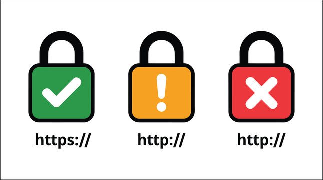 Domain Security Padlock Icon Featuring A Secure Website, Web Domain Protection, SSL Certificate, Privacy, Cybersecurity And Online Authentication Symbol, Modern Minimal Vector Illustration For Digital