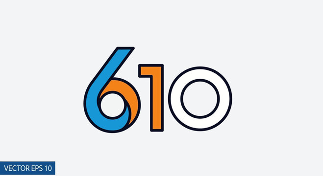 Abstract Number 610 Logo Design, Modern Graphic Element, Vector Art