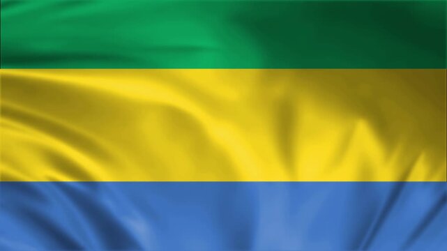 Gabon flag waving in the win full screen 3d animation loop seamless animation. good for background waiting screen