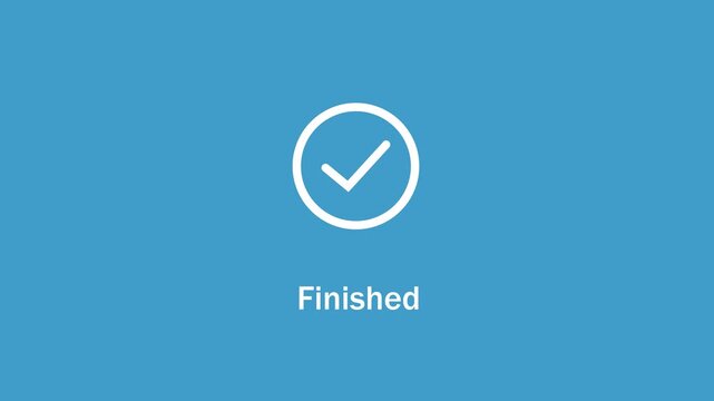 Minimalist animated checkmark appearing on a solid blue background, representing task completion, success, approval, verification, and workflow achievement for digital interfaces