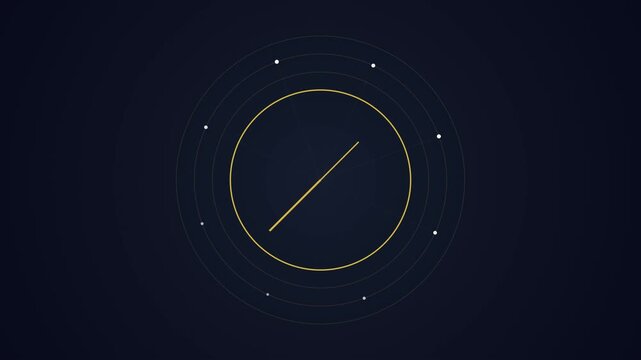 Abstract Loading Animation Featuring A Rotating Yellow Radial Clock Hand
