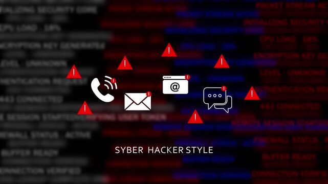 Cyber security alert warning background, featuring digital hacker, style interface with, glowing red error, network communication symbols, and encrypted data, code streams for, modern tech projects