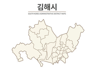 Obraz premium Gimhae City Administrative District Map South Korea Regional Vector Illustration