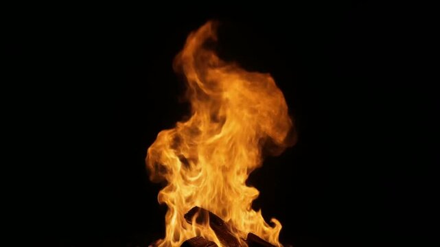 漆黒に燃え盛るダイナミックな炎