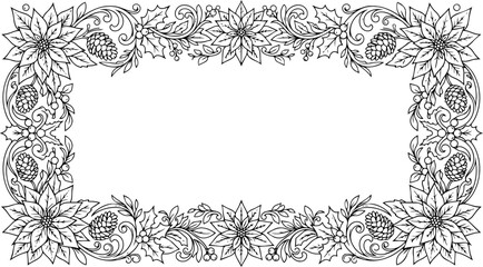 Obraz premium Elegant Christmas Poinsettia and Holly Border Design