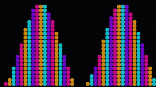 Dynamic LED light panel pattern with colorful circular bulbs