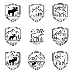 Obraz premium Moose Crest Badges Emblems.
