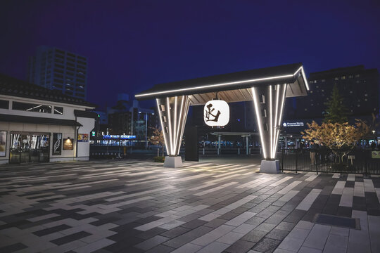 April 26 2026 Hakodate entrance gate illuminated with traditional lantern night