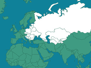 Obraz premium Minimalist Map Highlighting Russia, Eastern Europe, and Central Asia