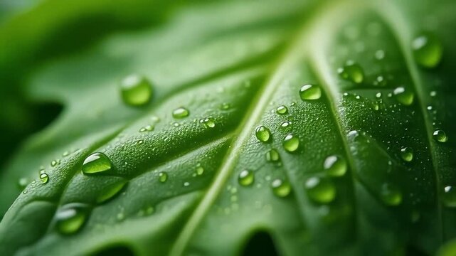 Macro video focusing on the surface of arugula leaves, showing detailed veins, natural imperfections, and soft lighting reflections