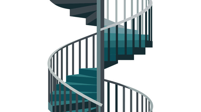 Teal spiral staircase showing a path toward success and growth