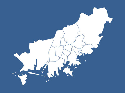 Minimalist Busan South Korea Map with Administrative Districts
