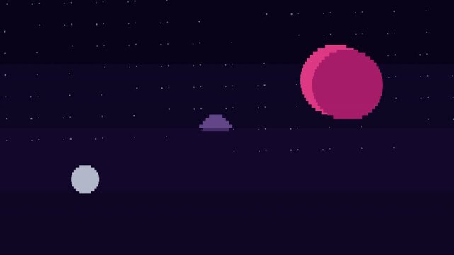 Pixel Art Space Planet Stars Galaxy 8 Bit Retro Sci Fi Game Background Looping Animation