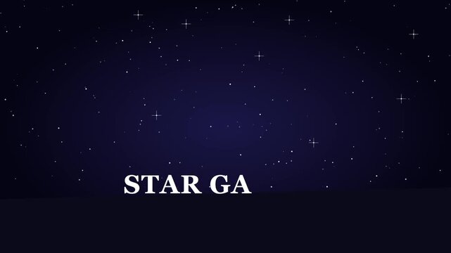 Star gazing typography animation against a night sky 4k background, with twinkling stars, astronomy