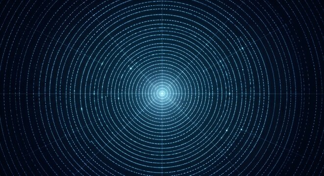 Abstract digital data visualization with concentric circles. Futuristic technology background for digital concepts.