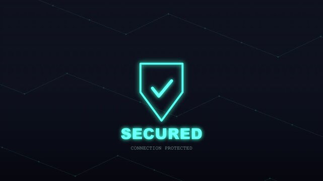 Login Security Shield Checkmark Secured Teal Intro Screen Protected Connection Verified Animation
