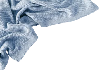 Blue knitted blanket frame isolated png file on trahsparent background. Cutout object  © irenastar