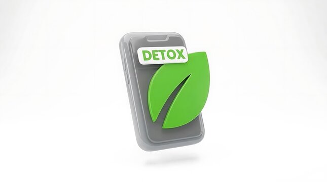 Digital detox concept with leaf icon and smartphone