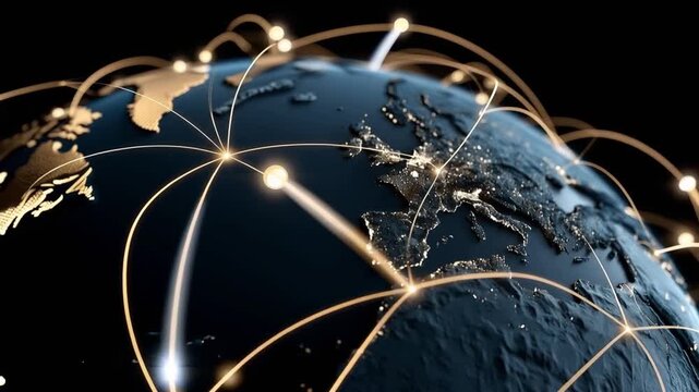Digital Globe with Network Connections and Data Lines in Space