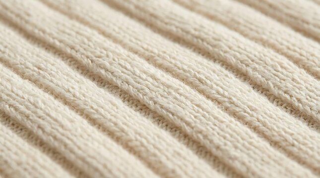 Close up of ribbed knit fabric texture with soft neutral lighting