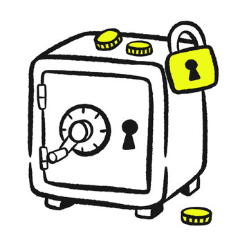 Bank Safe Box Security and Capital Protection Concept Vector Illustration