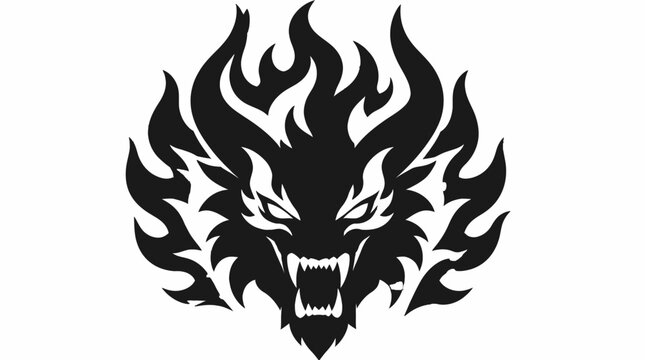 Wolf head mascot logo surrounded by intense flames.
