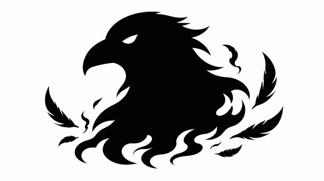 Eagle head mascot logo with flaming feathers