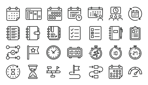 Set of modern flat icons for mobile app interface and website design
