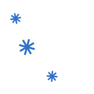 Blue Minimal Snowflake Sparkle Element Set on Transparent Background Winter Christmas Holiday Decoration