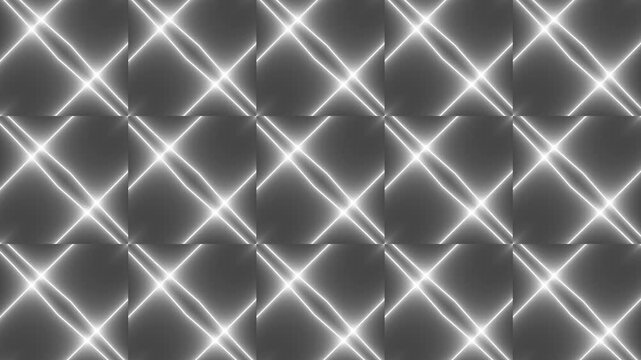 Glowing White Abstract Line Grid Pattern Loop Animation | Monochrome Geometric Motion Background | 4K Seamless VJ Loop Stock Video Footage for Editors and Designers.