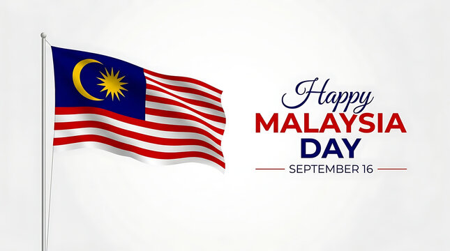 Malaysia flag waving on white background celebrating malaysia day with malaysia